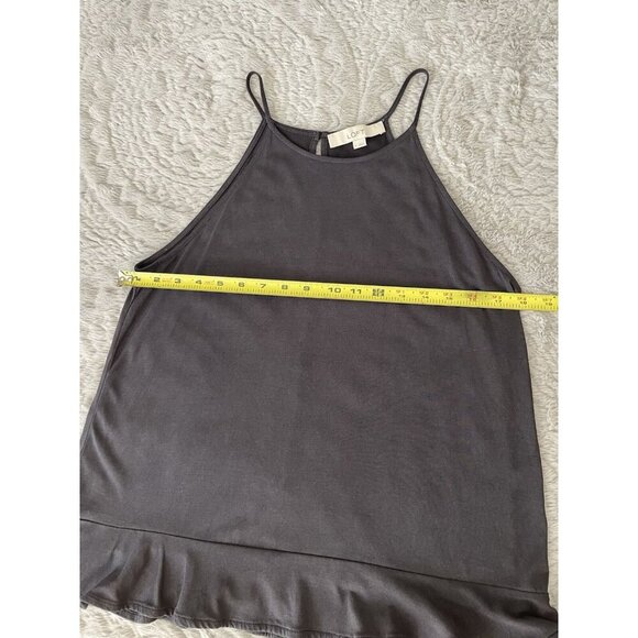 Loft Blue Spaghetti Halter Top with Ruffle Accents Women's Size M - Picture 2 of 8